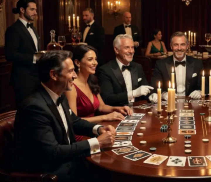 Wieczór pokerowy w nastrojowym, eleganckim wnętrzu restauracji