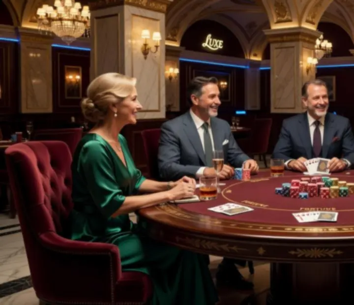 Rekreacyjny wieczór pokerowy przy eleganckim stole w Nova Kravento