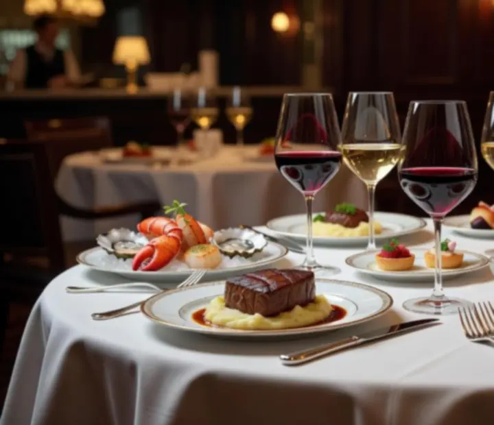 Eleganckie połączenie dania i kieliszka wina w restauracji fine dining